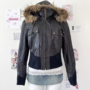 Hypnotic Black Genuine Leather Bomber Jacket